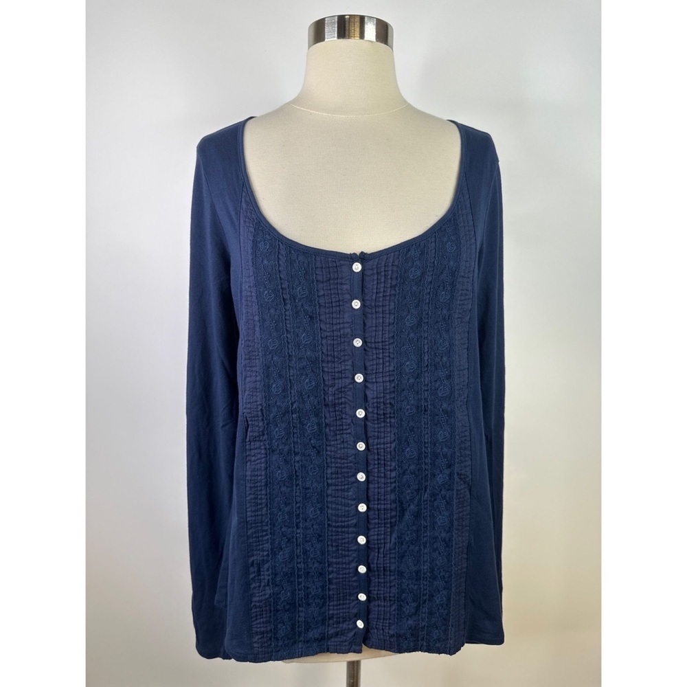 Lucky Brand Pima Cotton Square Neck Long Sleeve Top